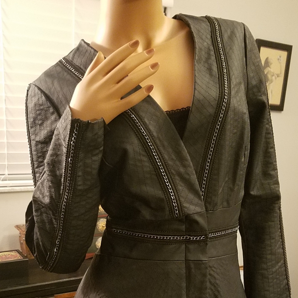 Black Jacket w/ chain detail, faux leather